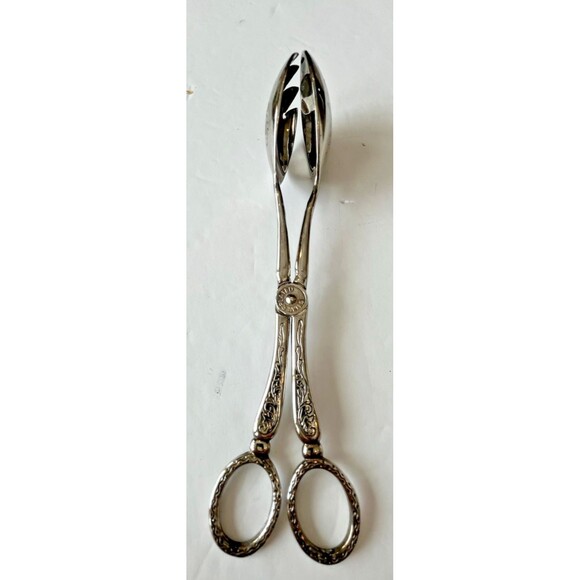 Vintage Italian Scissor Tongs Silverplate Fork and Spoon shape Fruit design - Picture 8 of 8